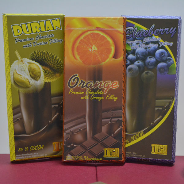 Chocolate Tugu paket 60gr  (Isi 3 pcs : Orange, Blueberry,Durian)